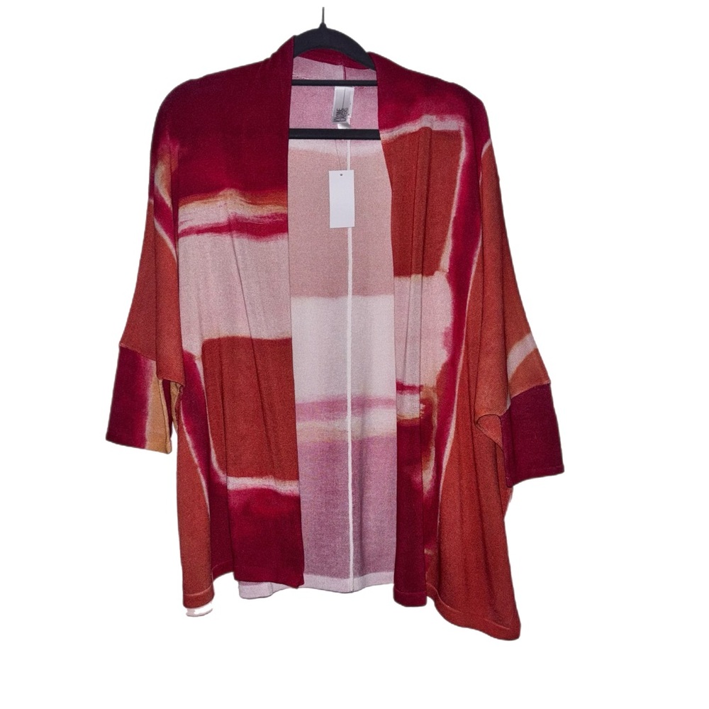 Elegant Red and Orange Women's Cardigan Oversized